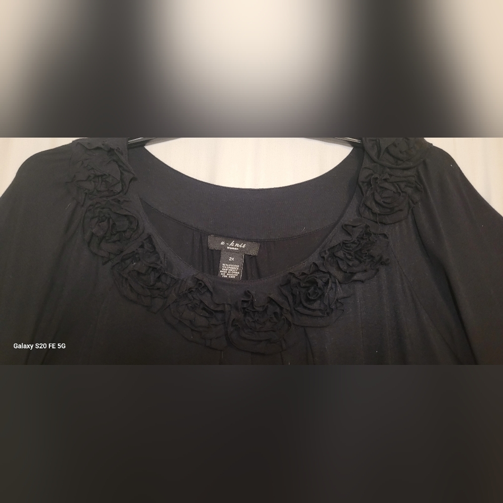 Avenue Black Top with Floral Accents